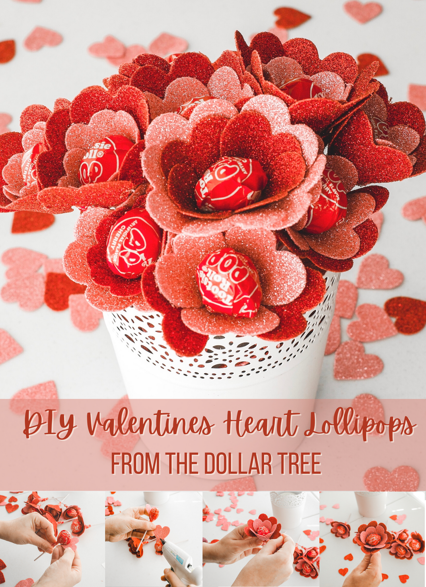 Valentines Day Flower Heart Lollipops